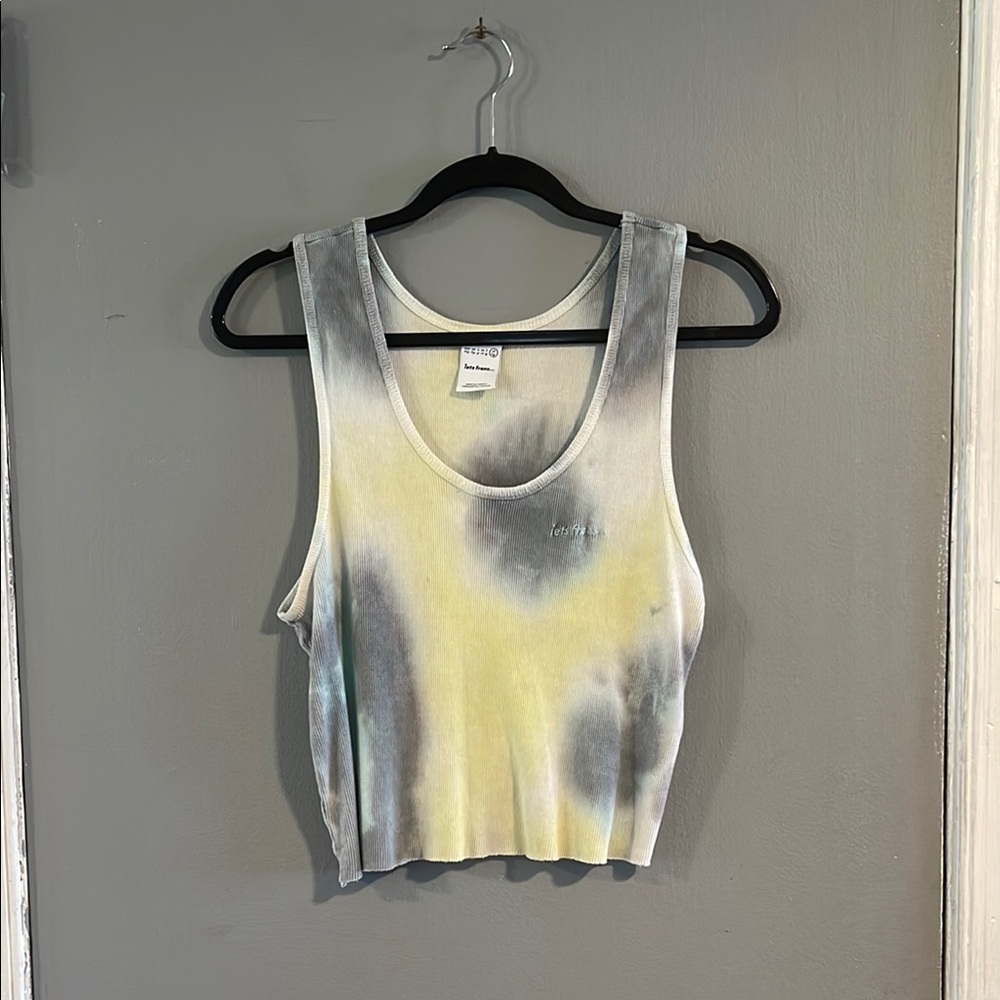 iets frans Urban Outfitters Yellow‎ and Gray Sleeveless Crop Tank Top XL